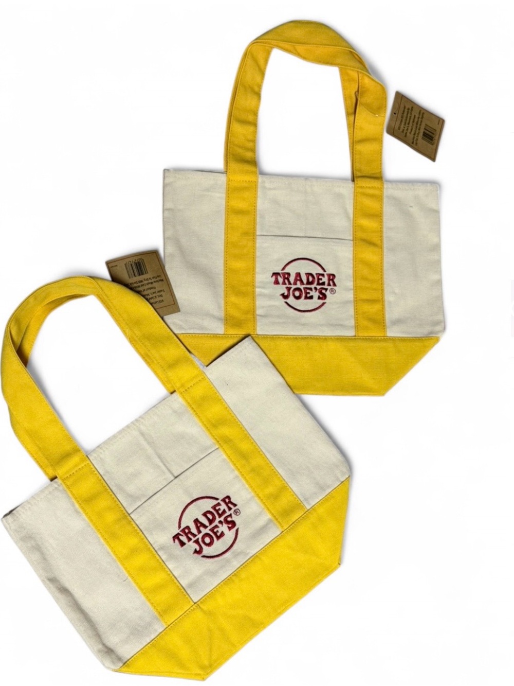 Trader Joe's Yellow & Cream Canvas Tote Bag